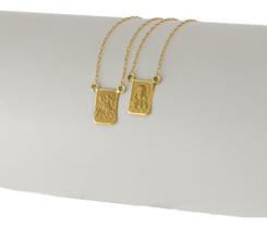 Escapulário Masculino Ouro 18k São Jorge E Sagrado 60 Cm Jdf Dourado