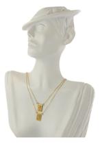 Escapulário Masculino Ouro 18k São Jorge E Sagrado 65 Cm Jfs Dourado