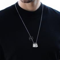 Escapulário masculino prata Nossa Senhora DO CARMO E Sagrado Coração De Jesus Corrente aço inox Escapulário masculino prata Nossa Senhora DO CARMO E Sagrado Coração De Jesus Corrente aço inox