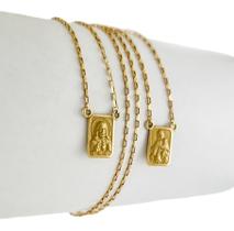 Escapulário Masculino Tijolinho 9x6 70 Cm Dupla Fac Ouro 18k