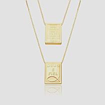 Escapulário Masculino Veneziana 70cm Fina Deus é Fiel Com Oração Banhado a Ouro 18k Escapulário Masculino Veneziana 70cm Fina Deus é Fiel Com Oração Banhado a Ouro 18k