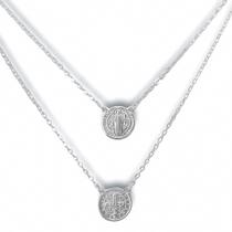 Escapulário Medalha de São Bento Banhado a Prata Semijoia