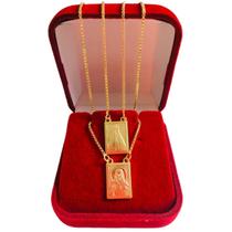 Escapulário Nossa Senhora Aparecida e Sagrado Coração de Jesus Dupla Face Banhado a Ouro 18k Escapulário Nossa Senhora Aparecida e Sagrado Coração de Jesus Dupla Face Banhado a Ouro 18k
