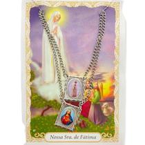 Escapulário Nossa Senhora de Fátima Aço inóx foto 1,5 x 32 cm