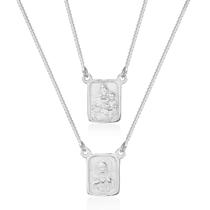 Escapulário Nossa Senhora do Carmo e Sagrado Coração Jesus Prata 925