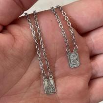 Escapulário Nossa srª Aparecida e Sagrado Coração Aço Inox