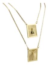 Escapulário Nossa Sra. Aparecida Manto Azul 70 Cm Ouro 18k Dourado