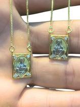 Escapulário Nossa Sra Da Aparecida Banhada Ouro 18K Cravejado Escapulário Nossa Sra Da Aparecida Banhada Ouro 18K Cravejado