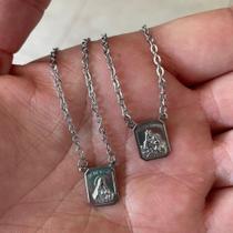 Escapulário Nossa srª do Carmo e Sagrado Coração Aço Inox