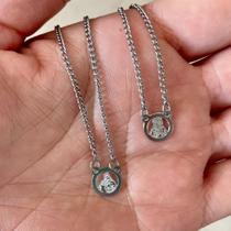 Escapulário Nossa srª do Carmo e Sagrado Coração Aço Inox