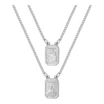 Escapulário Nsra do Carmo e Sagrado Coração de Jesus Aço 9x7mm 60cm.