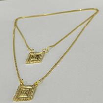 Escapulário (O Senhor Te Abençõe e Te Guarde) Banhado em Ouro 18k e Cravejado - 60cm