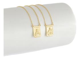 Escapulário Ouro 18k Grumet Medalhas 12x9 Dupla Face 60 Cm Escapulário Ouro 18k Grumet Medalhas 12x9 Dupla Face 60 Cm