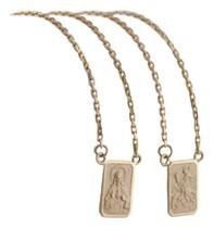 Escapulário Ouro 18k Maciço Cadeado São Jorge Sagrado 65 Cm