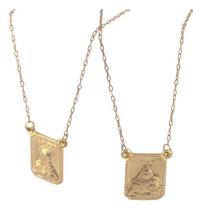 Escapulário Ouro 18k Ns Carmo E Sagrado 11x14 70 Cm Fs