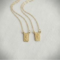 Escapulário Ouro 18k São Jorge E Yemanjá Navetinha 65 Cm Fs Dourado