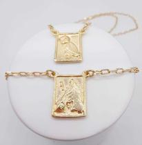 Escapulário placa de iyami banhado a ouro 18k
