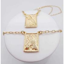 Escapulário placa de iyami banhado a ouro 18k