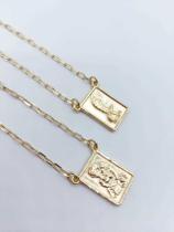 Escapulário placa de obá banhado a ouro 18k