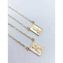 Escapulário placa de obá banhado a ouro 18k