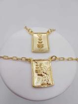 Escapulário placa de oxalá banhado a ouro 18k a