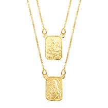 Escapulário Prata c/ Ouro 18K Veneziana Dupla Face