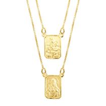 Escapulário Prata c/ Ouro 18K Veneziana Dupla Face
