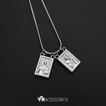 Escapulário Prata Masculino Corrente de Aço Inox 65cm Escapulário Prata Masculino Corrente de Aço Inox 65cm