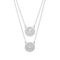 Escapulário Religioso São Bento Prata 925 Medalha 12mm 60cm Escapulário Religioso São Bento Prata 925 Medalha 12mm 60cm