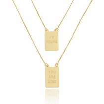 Escapulário Retangular "Im Yours" e "You Are Mine" de Semijoia