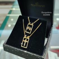Escapulário Rommanel fé folheado a ouro tam 68cm 532008