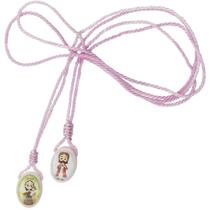 Escapulário Rosa Menina infantil Nossa Senhora do Carmo