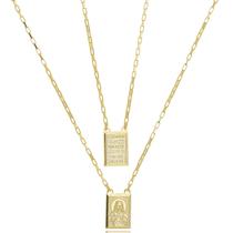 Escapulário Sagrado Coração de Jesus e Dizeres Banhado a Ouro 18k