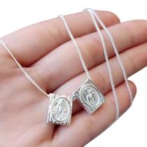 Escapulário Sagrado Coração de Jesus e N Senhora do Carmo Prata 925