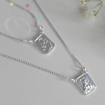 Escapulário Sagrado Coração e NSa Carmo PP 70cm - Prata