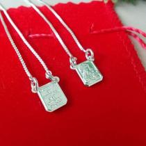 Escapulário Sagrado Coração + N.Senhora do Carmo banho Prata