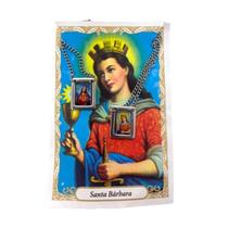 Escapulário Santa Bárbara Aço Inóx Foto 1,5 X 32 Cm