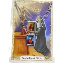 Escapulário Santa Rita Aço inóx foto 1,5 x 32 cm