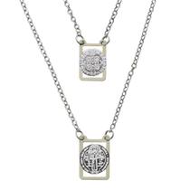 Escapulário São Bento Aço Inox Recortado 1,50X32 Cm