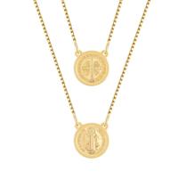 Escapulário São Bento Banho de Ouro Amarelo - 60 cm com Garantia