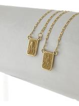 Escapulário São Jorge E Sagrado Piastrine D F 65 Cm Ouro 18k
