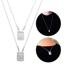 Escapulário São Miguel e Sagrado Coração de Jesus aço inoxidável prata/Presente religioso /Não oxida