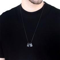 Escapulário tradicional Preto Masculino Corrente de Aço inox 65cm Escapulário tradicional Preto Masculino Corrente de Aço inox 65cm