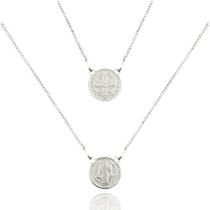 Escapulário Unissex Medalha de São Bento Banhado A Prata925