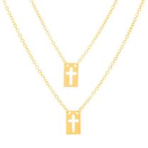 Escapulário Unissex Rommanel Banhado A Ouro Pingentes Cruz Vazada 531911