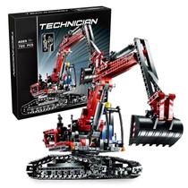 Escavadeira De Esteiras Vermelha, Caminhão Basculante Com Esteiras, 720 Peças, Blocos De Construção