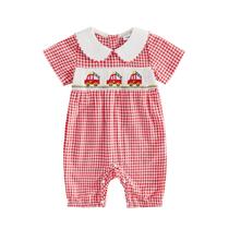 Escavadeira de manga curta Romper RSRZRCJ Summer Baby Boy vermelha 6-12M