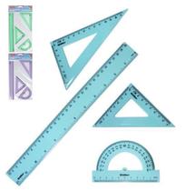 Escolar Trend Regua + Esquadro + Transferidor Color 4 Peca Escolar Trend Regua + Esquadro + Transferidor Color 4 Peca