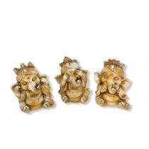 Escolha A Cor Trio Ganesha Cego Surdo Mudo 8 Cm Em Resina - Meta Atacado