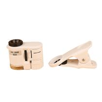 Escopo 60x, Microscópio do grampo do telefone celular, lupa do telefone da câmera com lâmpada